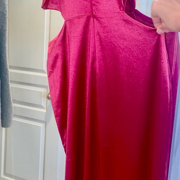 LULUS Just as Gorgeous Magenta Satin Halter
Cutout Maxi Dress - Picture 3 of 3